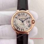 Replica Ballon Bleu De Cartier Rose Gold Black Leather band Fashion Watch